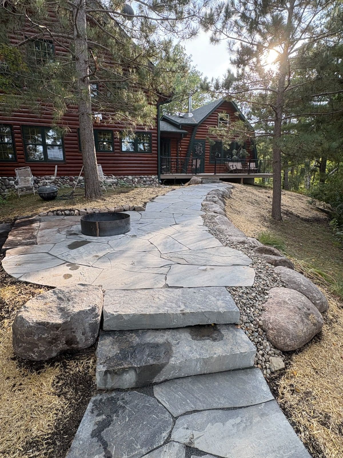 Rustic Cabin Flagstone Patio in Longville MN image