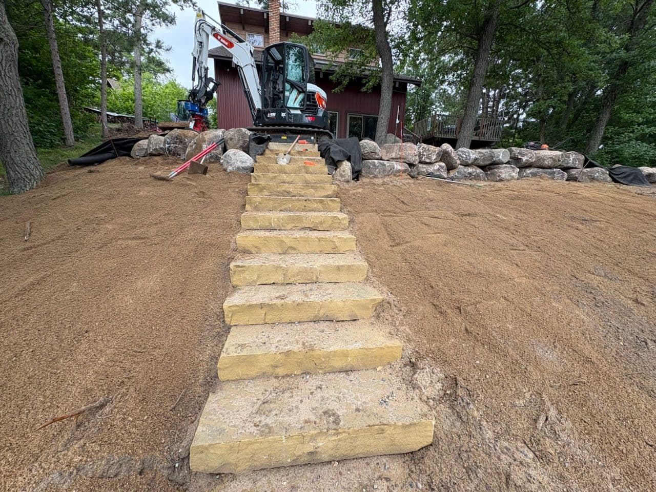 Stunning Boulder Wall with Natural Stone Steps